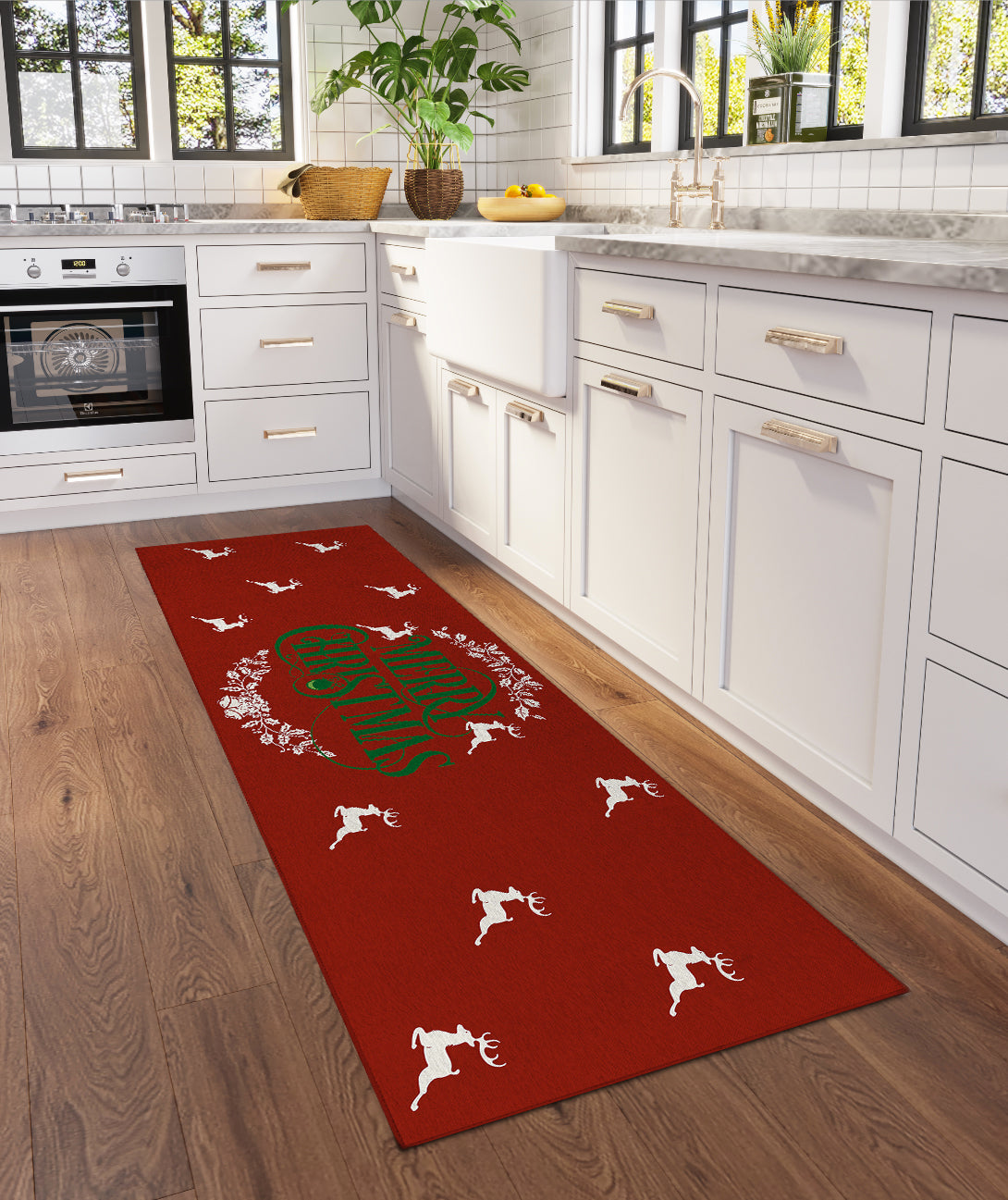 Indoor/Outdoor Wonderland WN6 Red Washable 2'3" x 7'6" Runner Rug