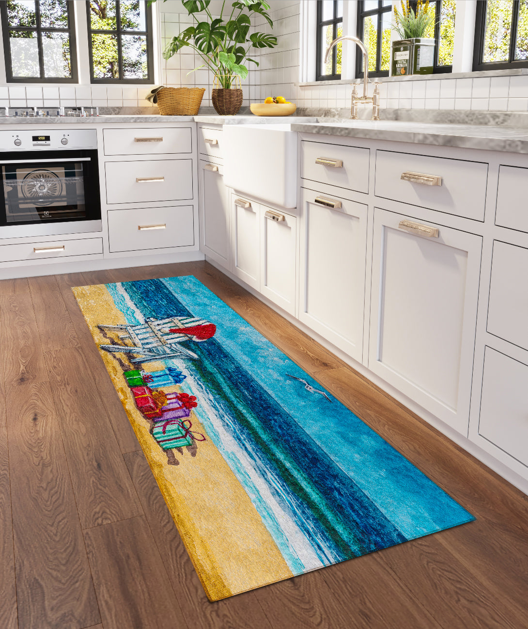 Indoor/Outdoor Wonderland WN9 Ocean Washable 2'3" x 7'6" Runner Rug
