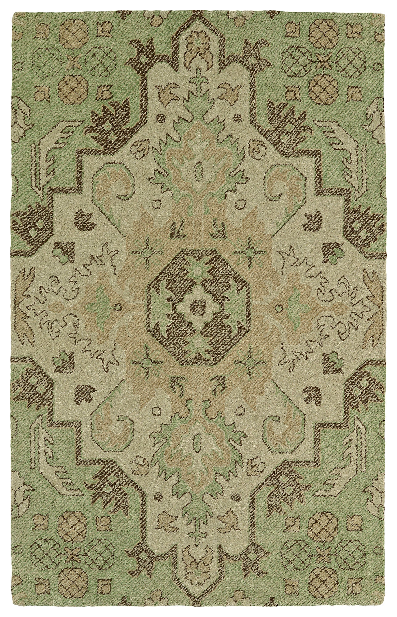 Kaleen Weathered Collection Dark Green Throw Rug 2' x 3'