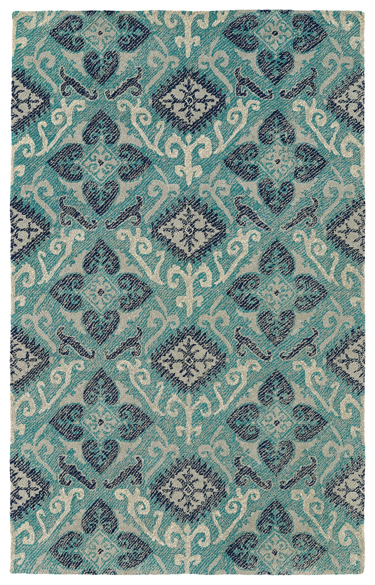 Kaleen Weathered Collection Bright Teal Throw Rug 2' x 3'