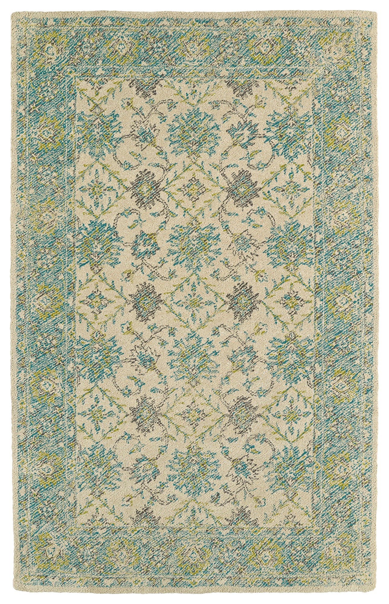 Kaleen Weathered Collection Light Teal Area Rug 5' x 7'6"