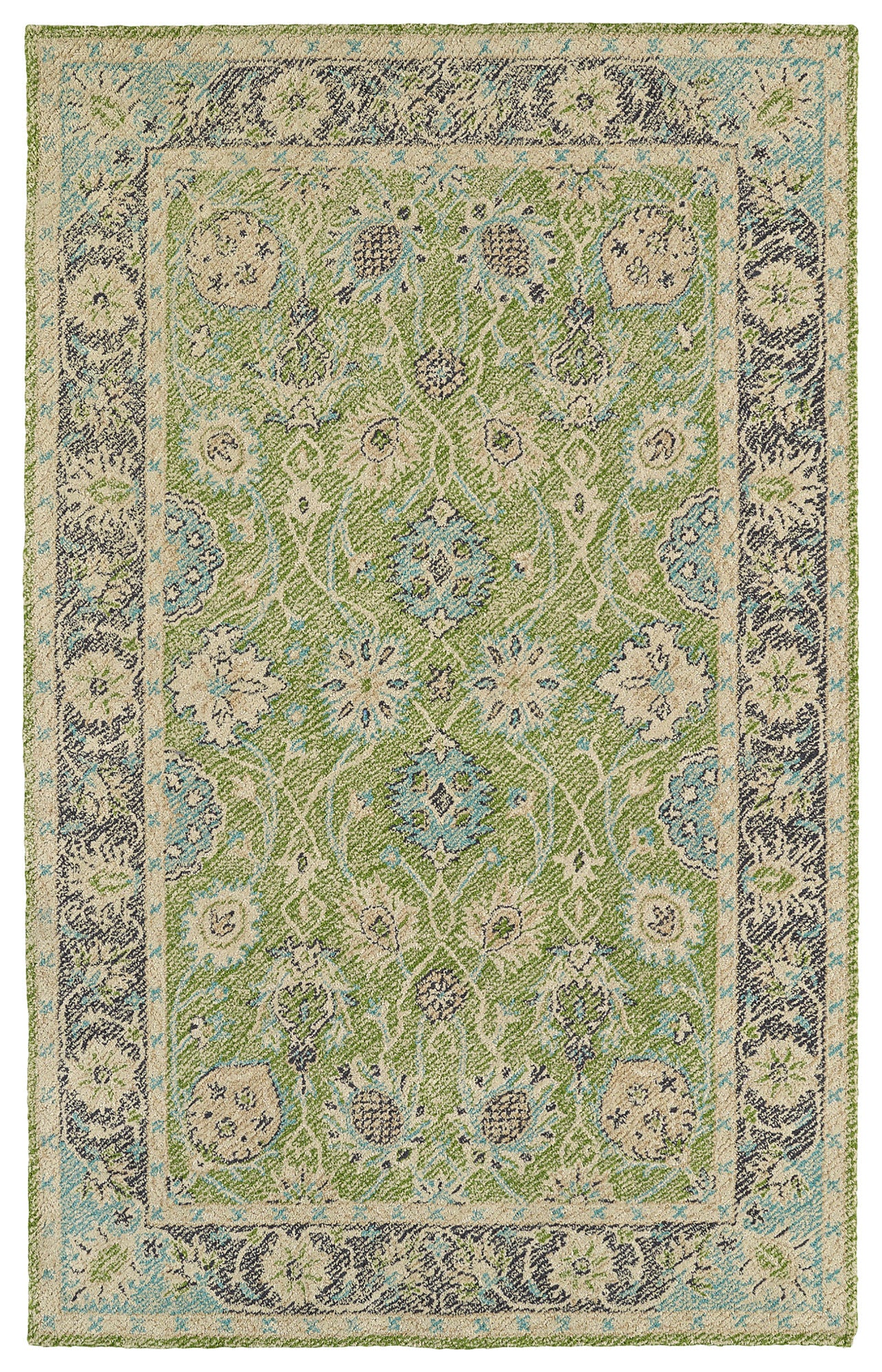 Kaleen Weathered Collection Bright Lime Green Runner 2' x 6'