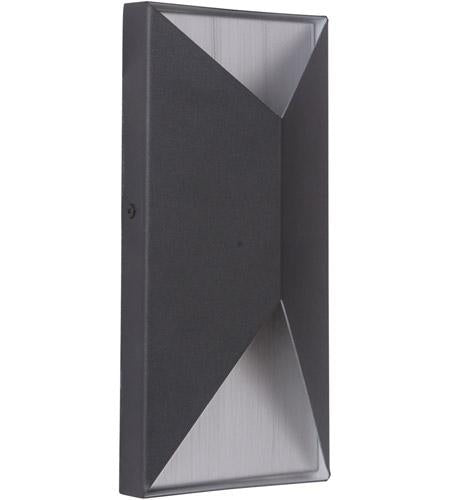 Peak 2 Light Small LED Outdoor Pocket Sconce in Matte Black/Brushed Aluminum