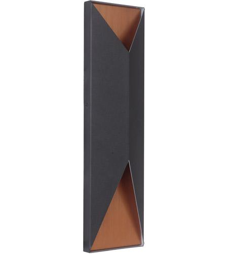 Peak 2 Light Large LED Outdoor Pocket Sconce in Matte Black/Satin Brass
