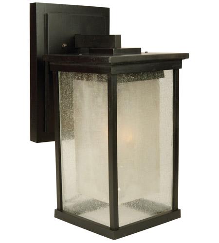 Riviera 1 Light L Wall Mount Oiled Bronze w/ Clear Seeded & Frosted Amber Glass