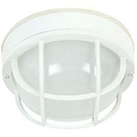 Bulkhead 1 Light Large Flushmount in Matte White with Frosted Halophane Glass