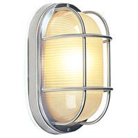 Bulkhead 1 Light L Flushmount Stainless Steel w/ Frosted Halophane Glass Z397-SS