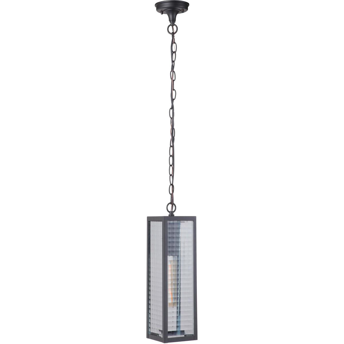 Deka 1 Light Large Pendant in Chromite with Square Patterned Clear Glass