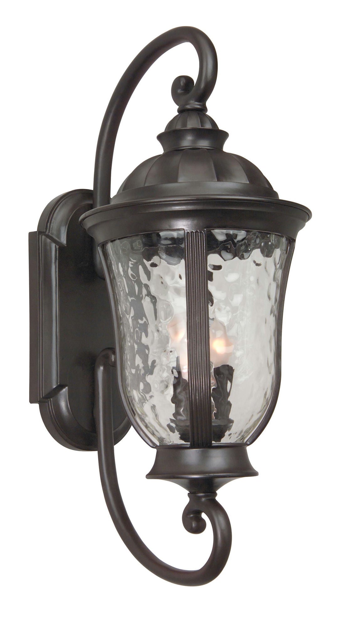 Frances 3 Light Large Wall Mount in Oiled Bronze with Clear Hammered Glass