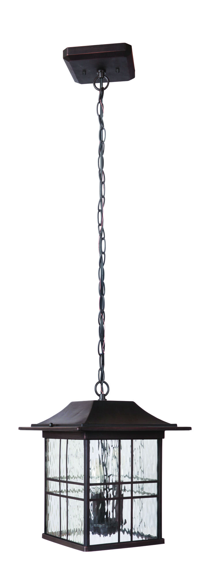 Dorset 3 Light Pendant in Aged Bronze Brushed with Water Glass