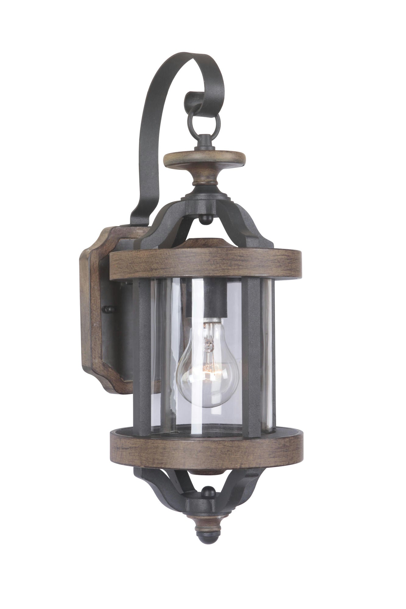 Ashwood 1 Light Small Wall Mount in Textured Black/Whiskey Barrel w/ Clear Glass