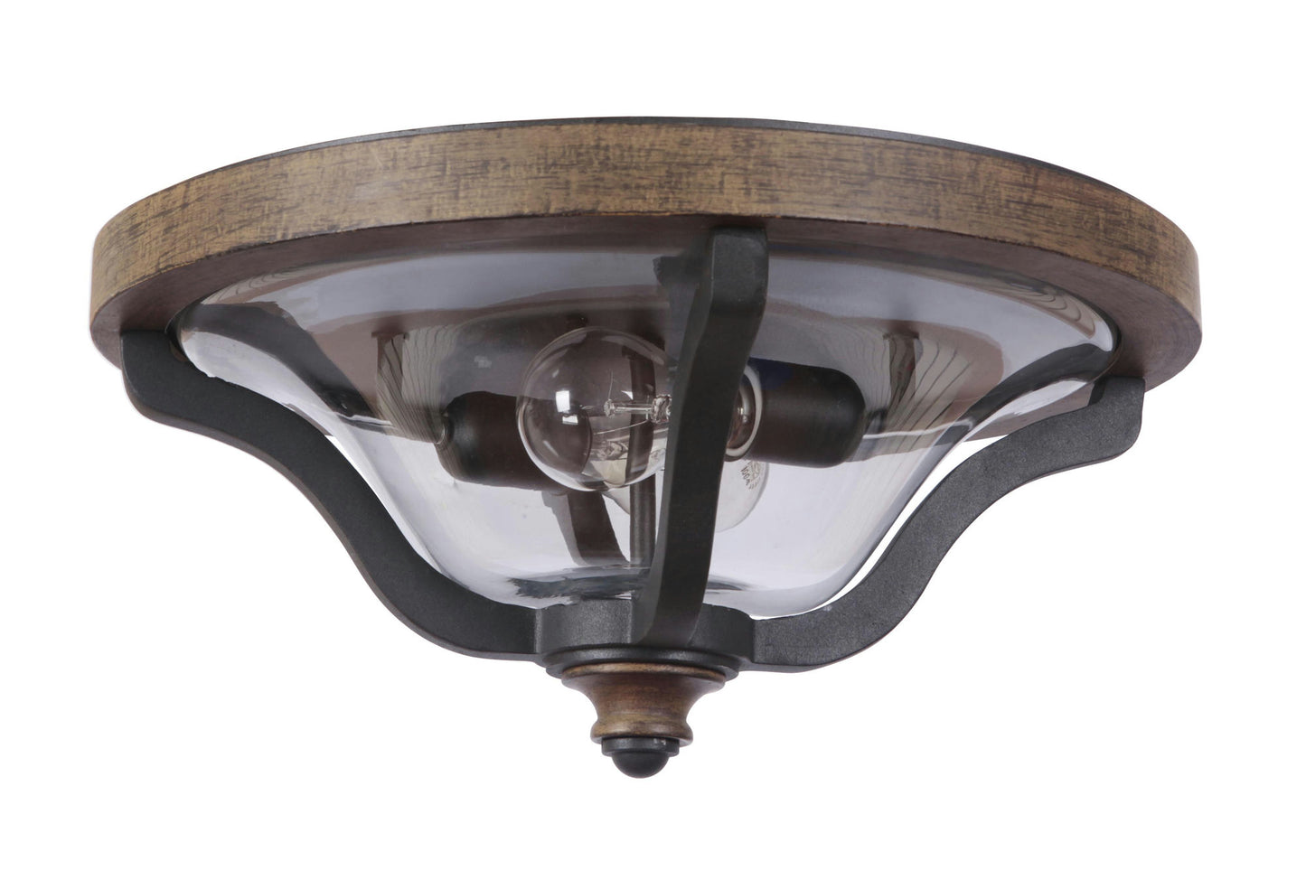 Ashwood 2 Light Flushmount in Textured Black/Whiskey Barrel with Clear Glass