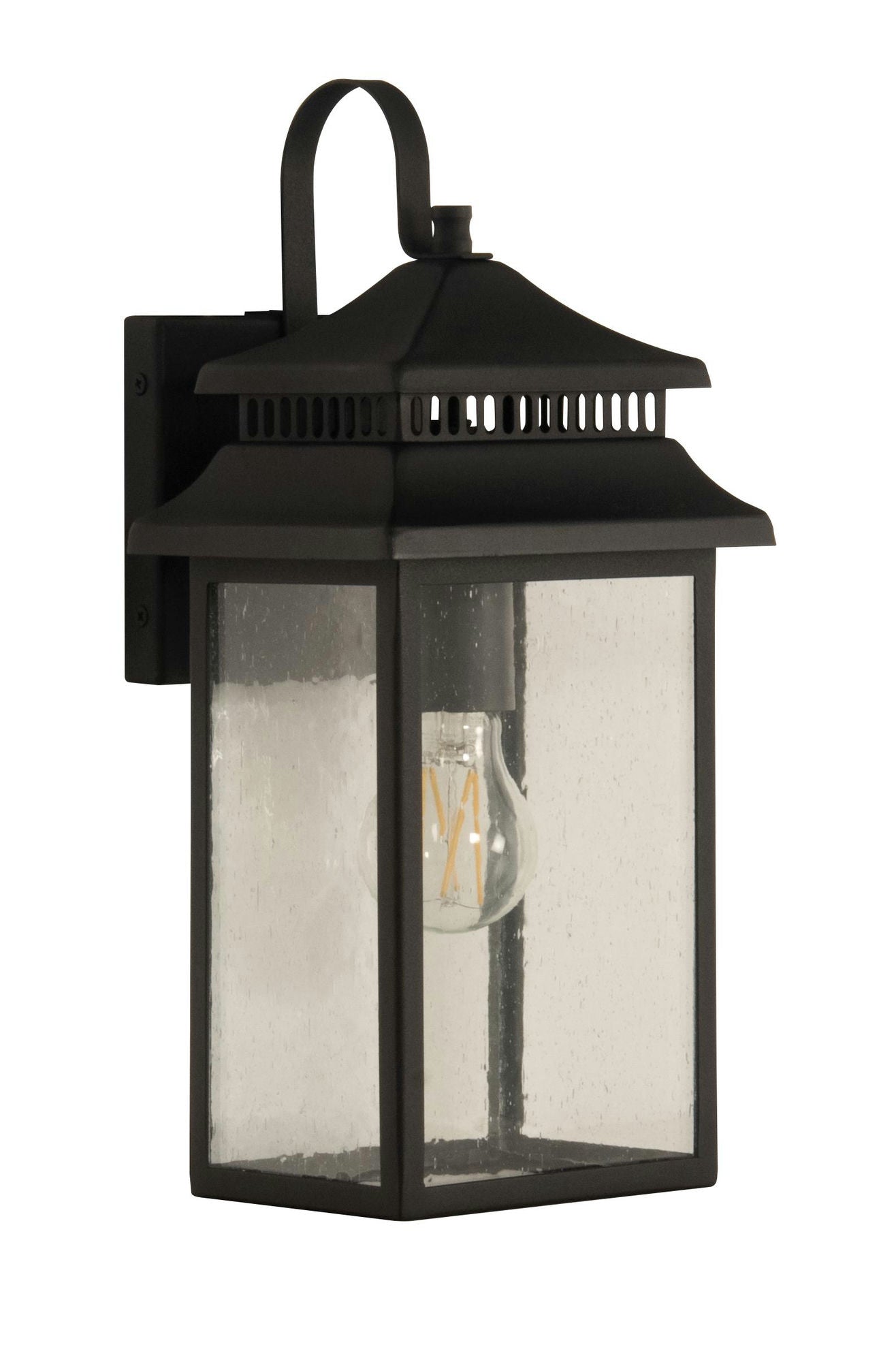 Crossbend Small 1 Light Outdoor Lantern in Textured Matte Black