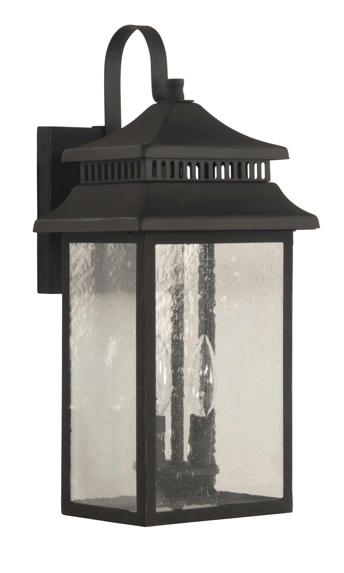 Crossbend Medium 2 Light Outdoor Lantern in Textured Matte Black