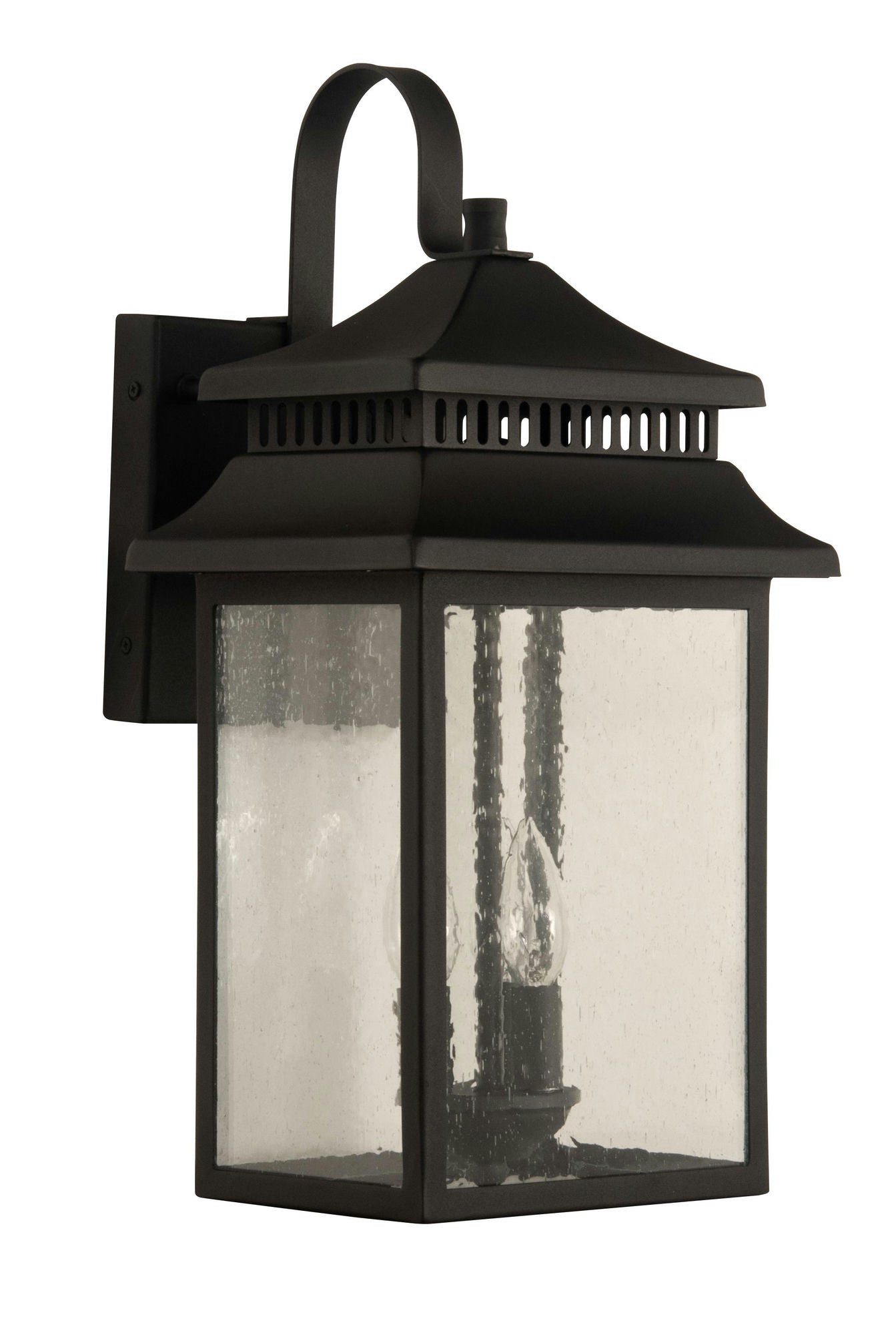 Crossbend Large 2 Light Outdoor Lantern in Textured Matte Black