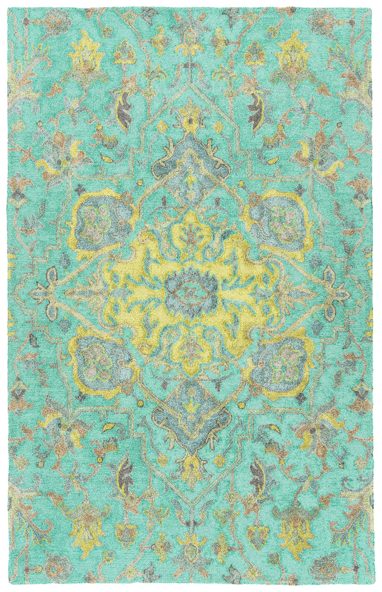 Kaleen Zocalo Collection Bright Mint Area Rug 5' x 7'