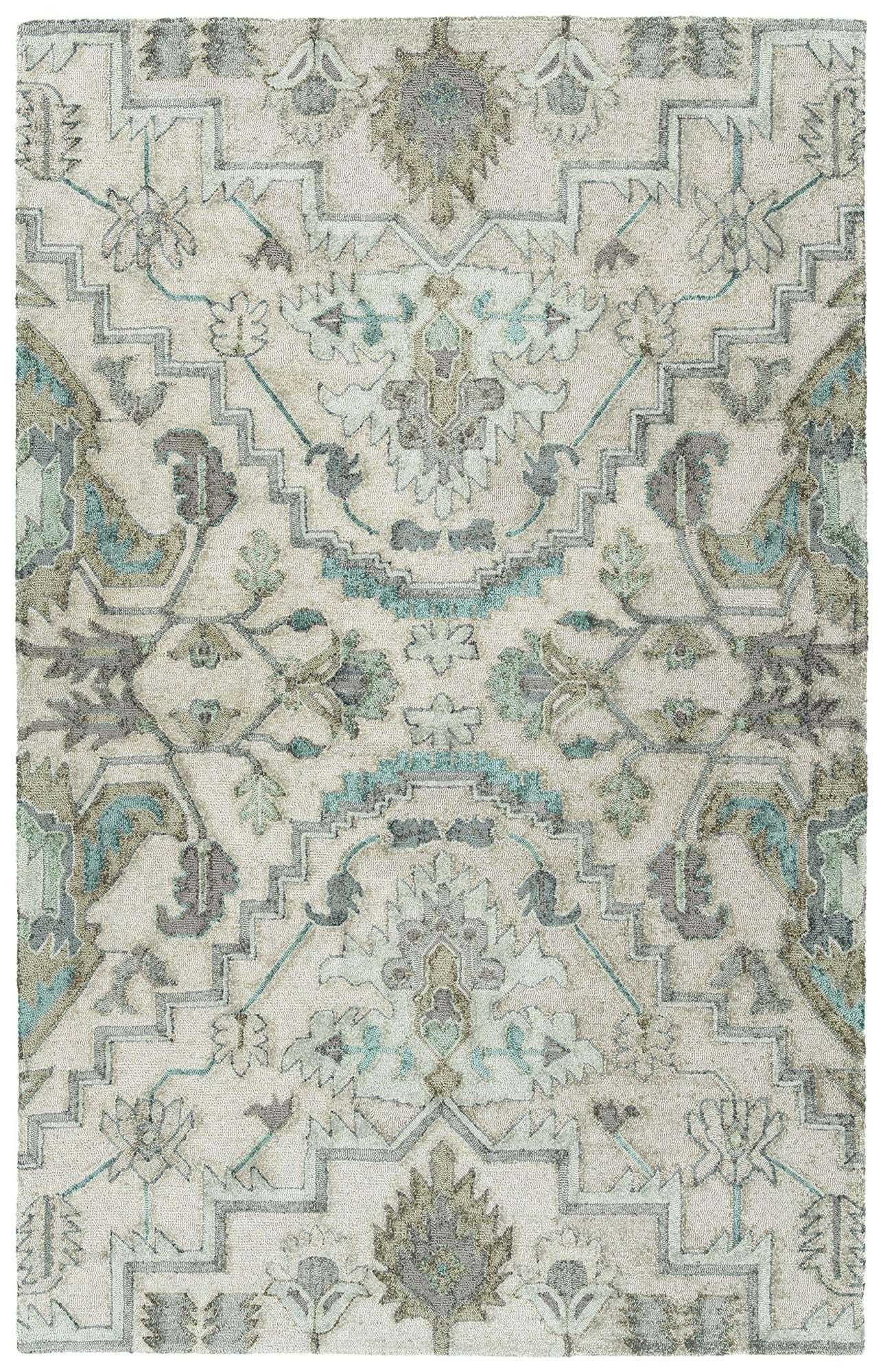 Kaleen Zocalo Collection Silver Spa Throw Rug 3' x 5'