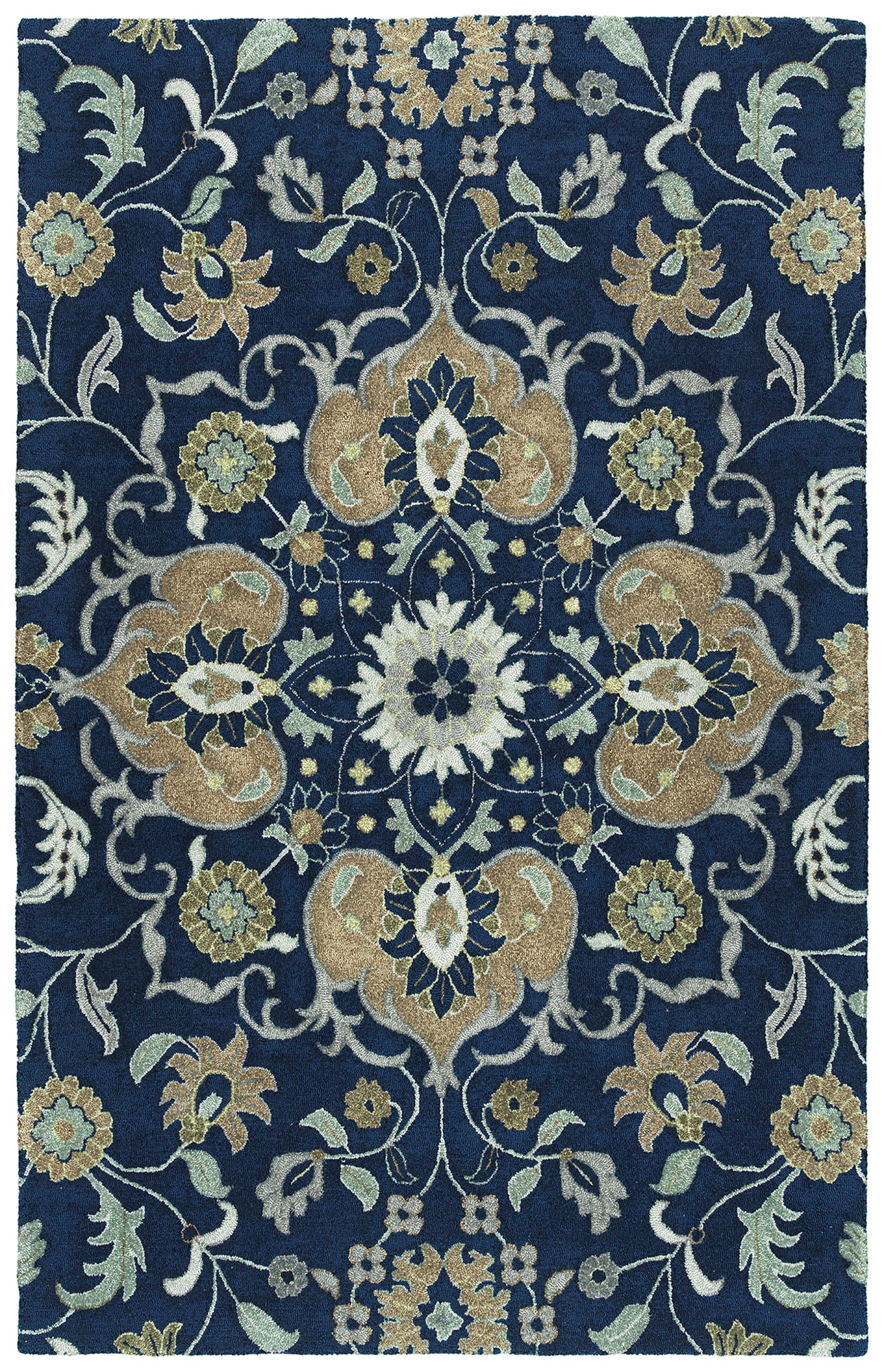Kaleen Zocalo Collection Dark Navy Throw Rug 2' x 3'