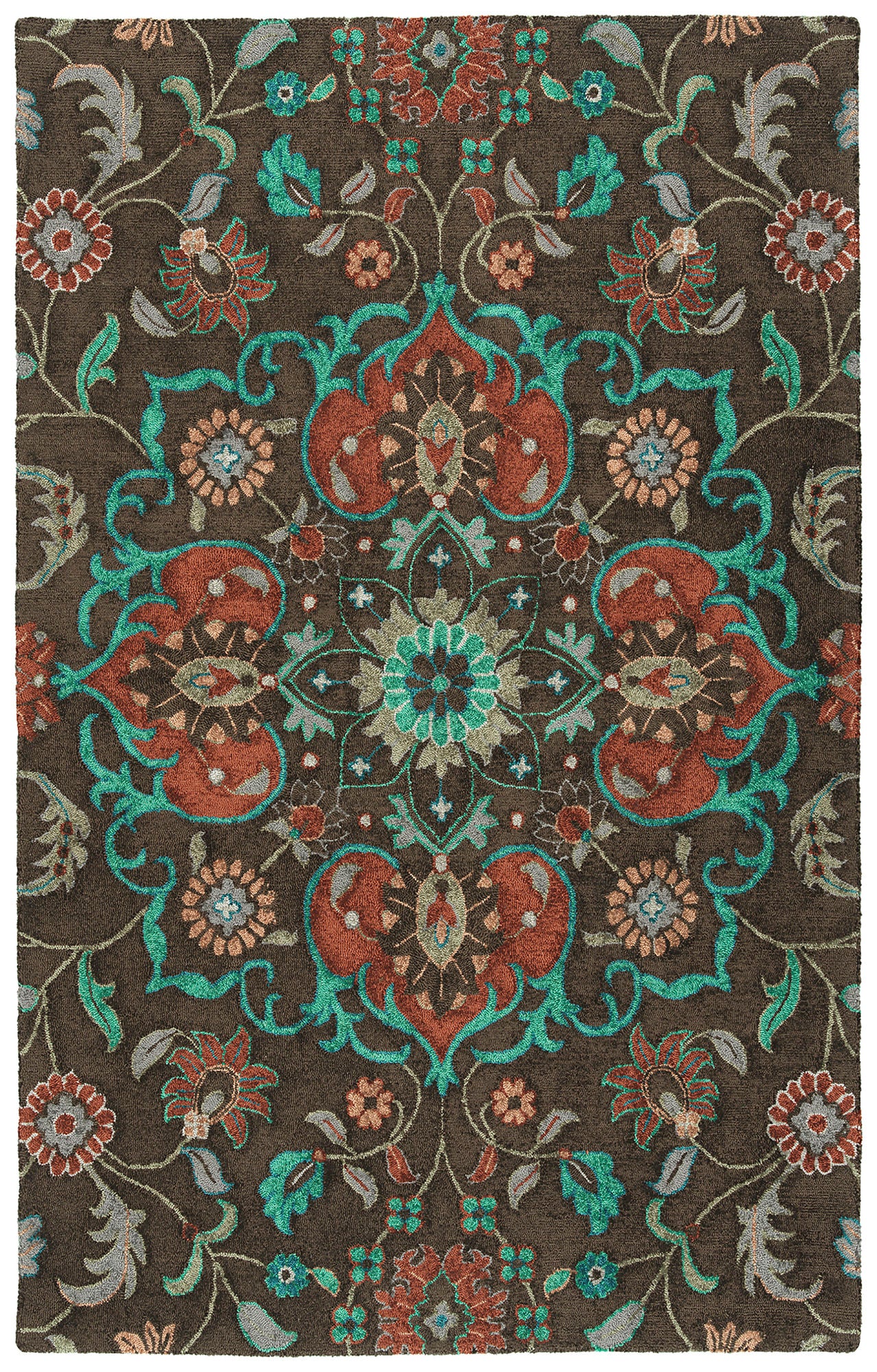 Kaleen Zocalo Collection Dark Chocolate Throw Rug 2' x 3'