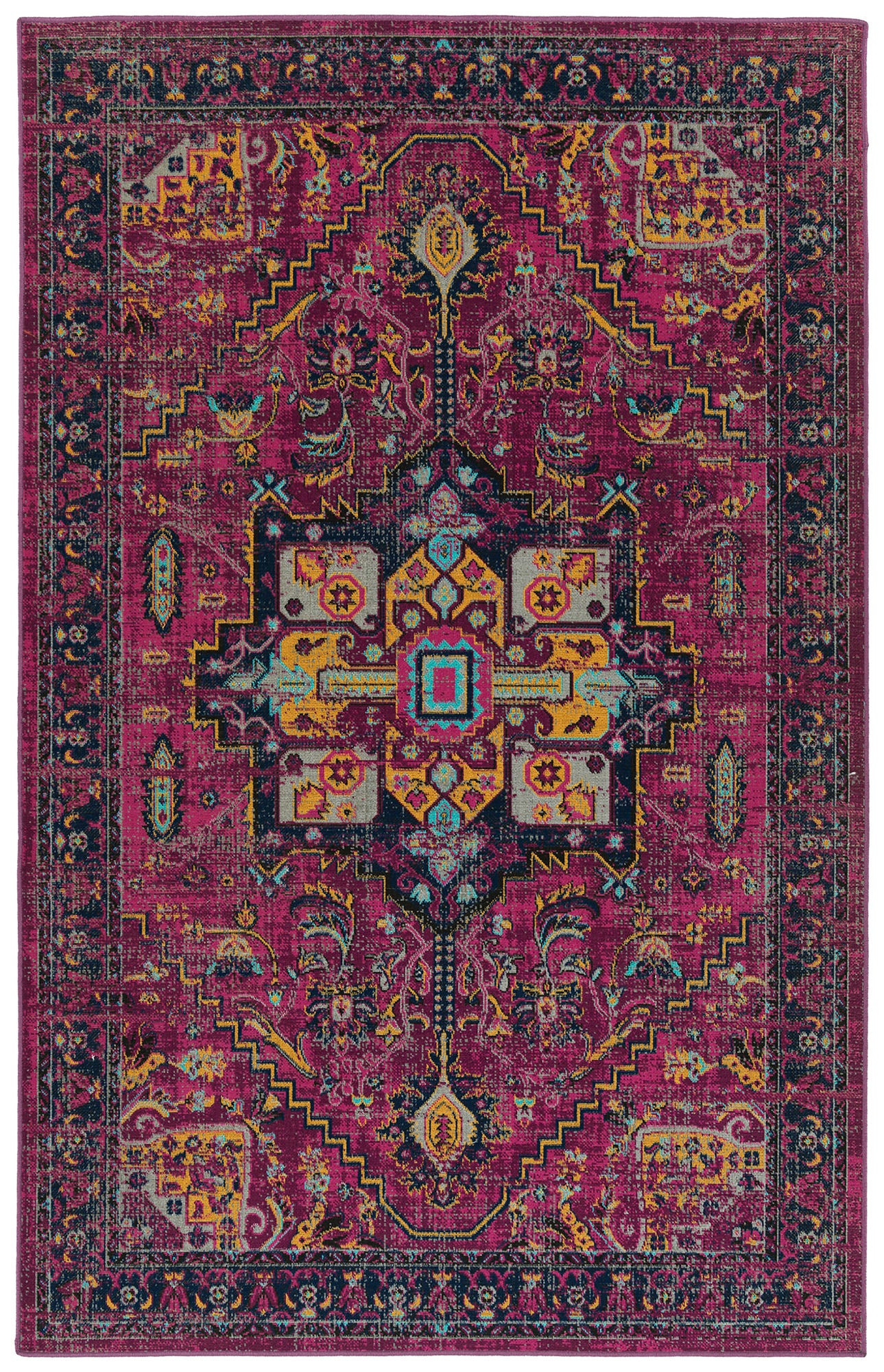 Kaleen Zuma Beach Collection Dark Pink Area Rug 3'11" x 5'3"