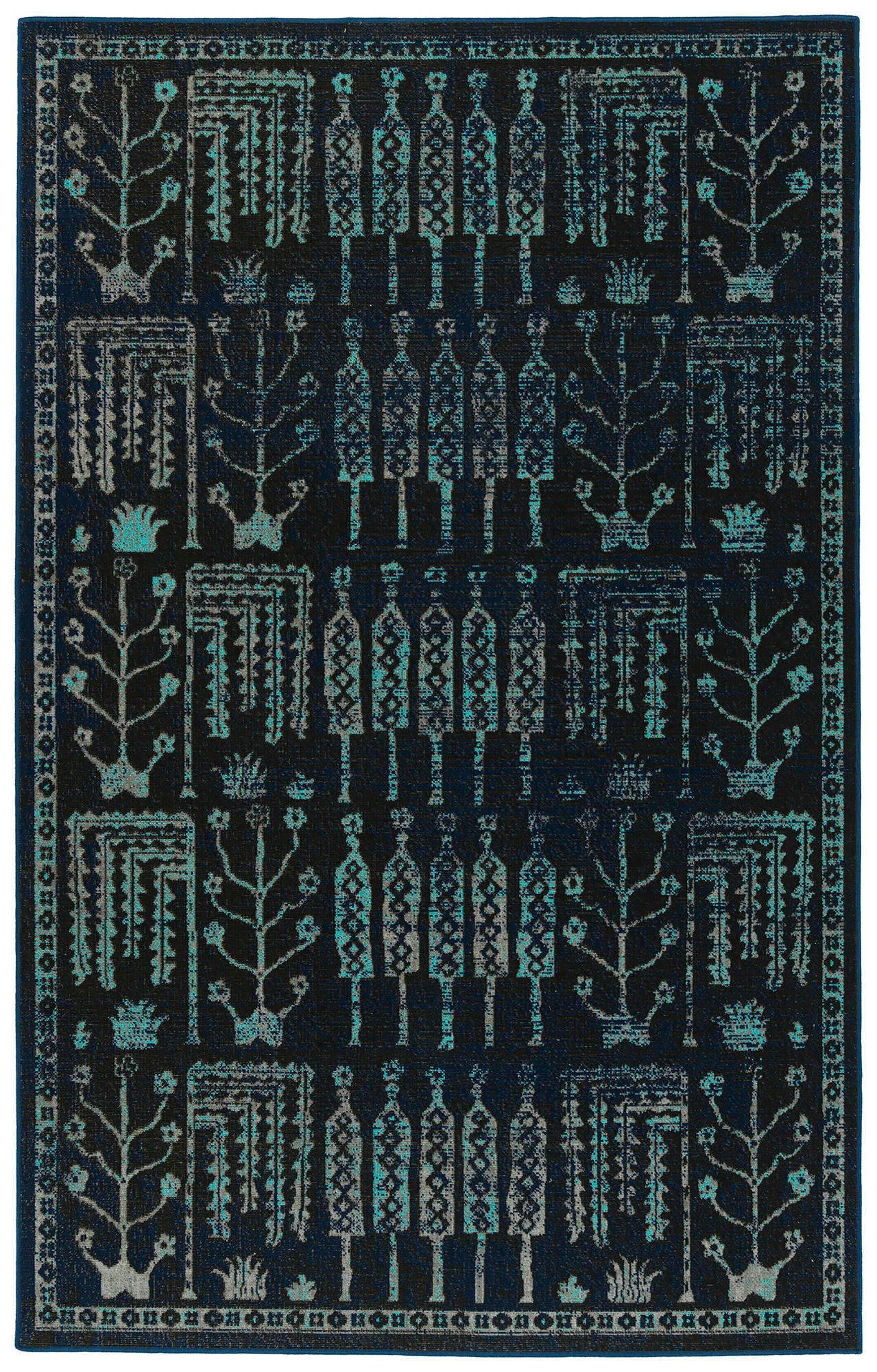 Kaleen Zuma Beach Collection Navy Black Runner 2'2" x 7'6"