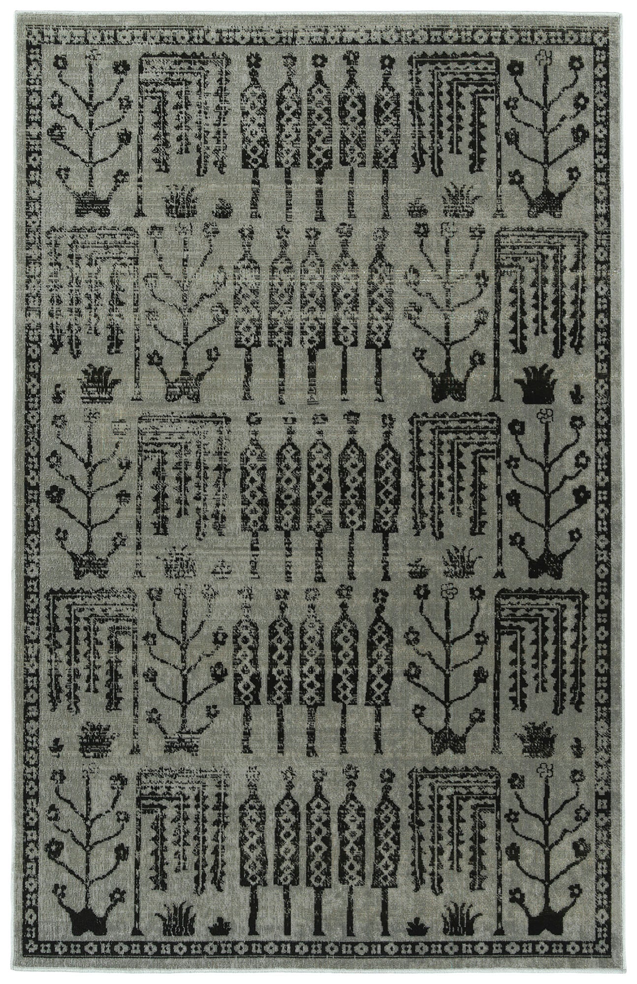 Kaleen Zuma Beach Collection Dark Grey Area Rug 5'3" x 7'3"