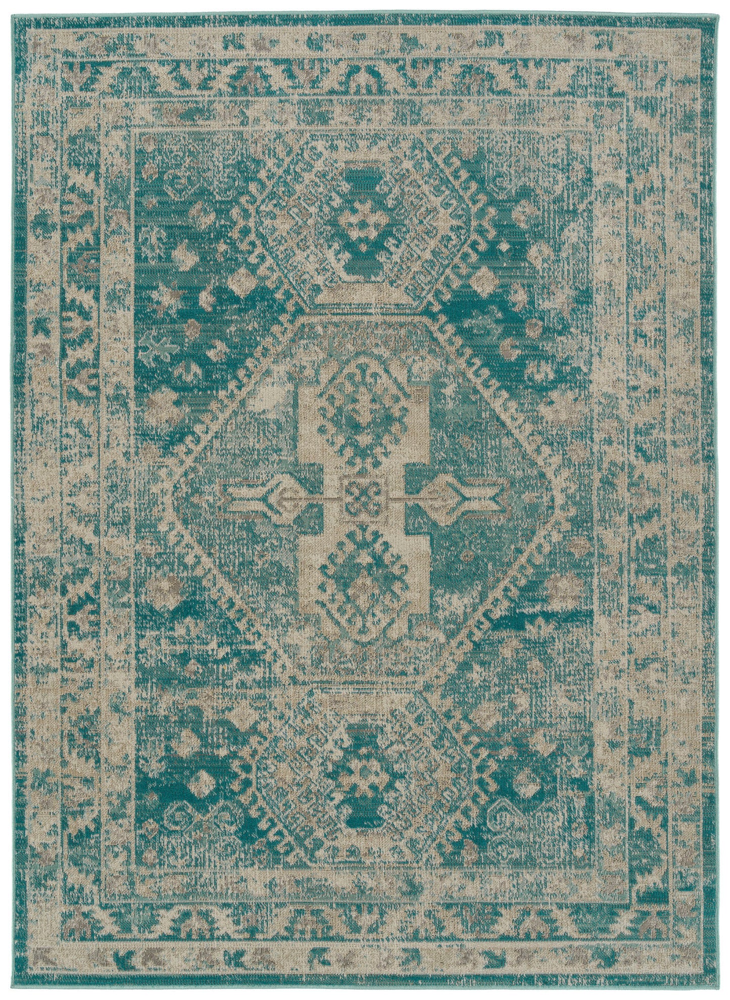 Kaleen Zuma Beach Collection Turquoise Sand Area Rug 3'11" x 5'3"