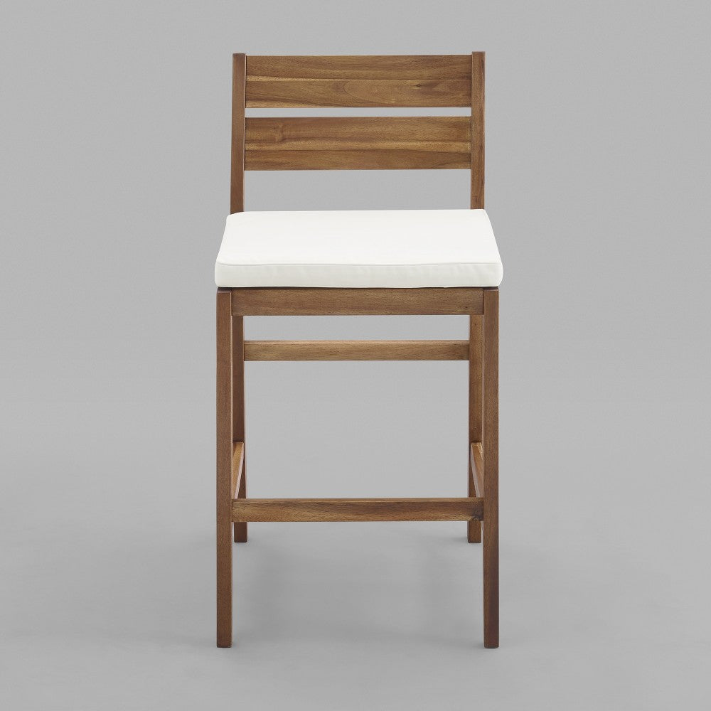 Acacia Wood Counter Stools, Set of 2 - Brown