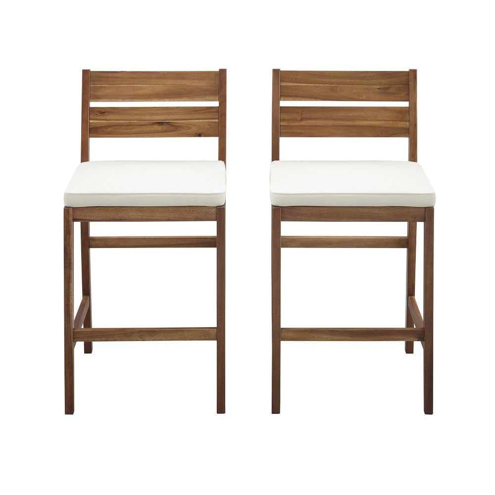 Acacia Wood Counter Stools, Set of 2 - Brown