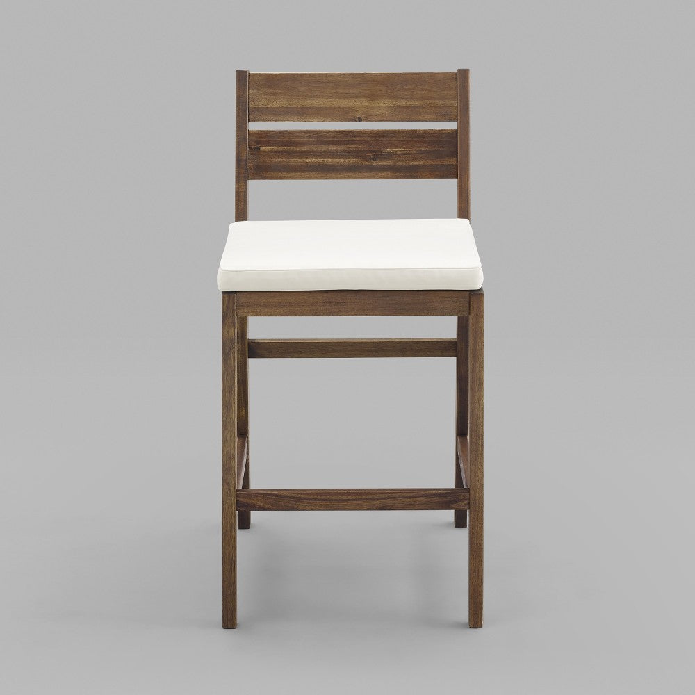 Acacia Wood Counter Stools, Set of 2 - Dark Brown