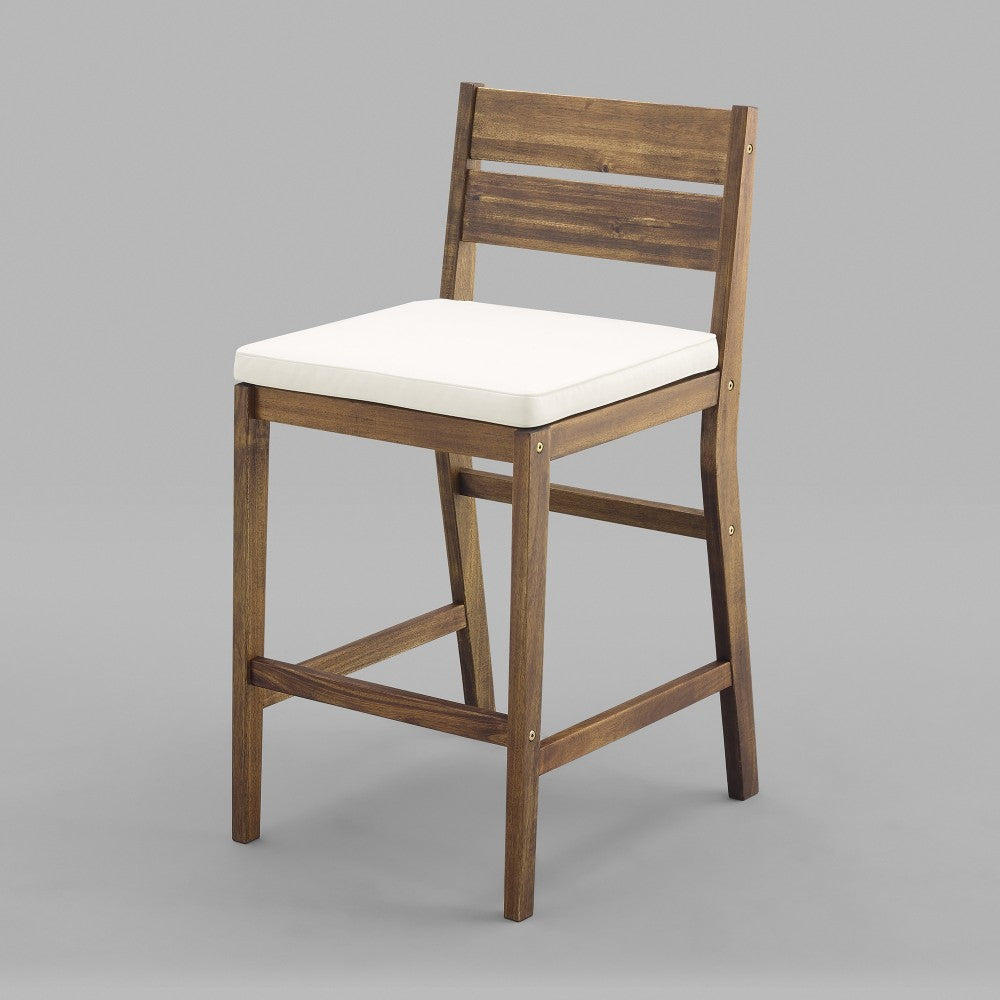 Acacia Wood Counter Stools, Set of 2 - Dark Brown