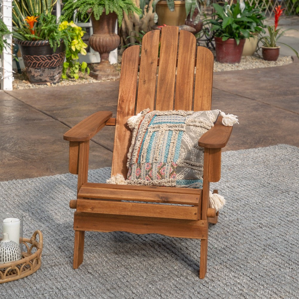 Acacia Wood Outdoor Patio Adirondack Chair - Brown