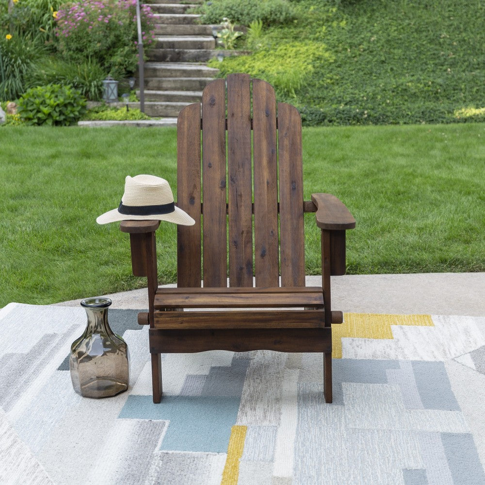 Acacia Wood Outdoor Patio Adirondack Chair - Dark Brown
