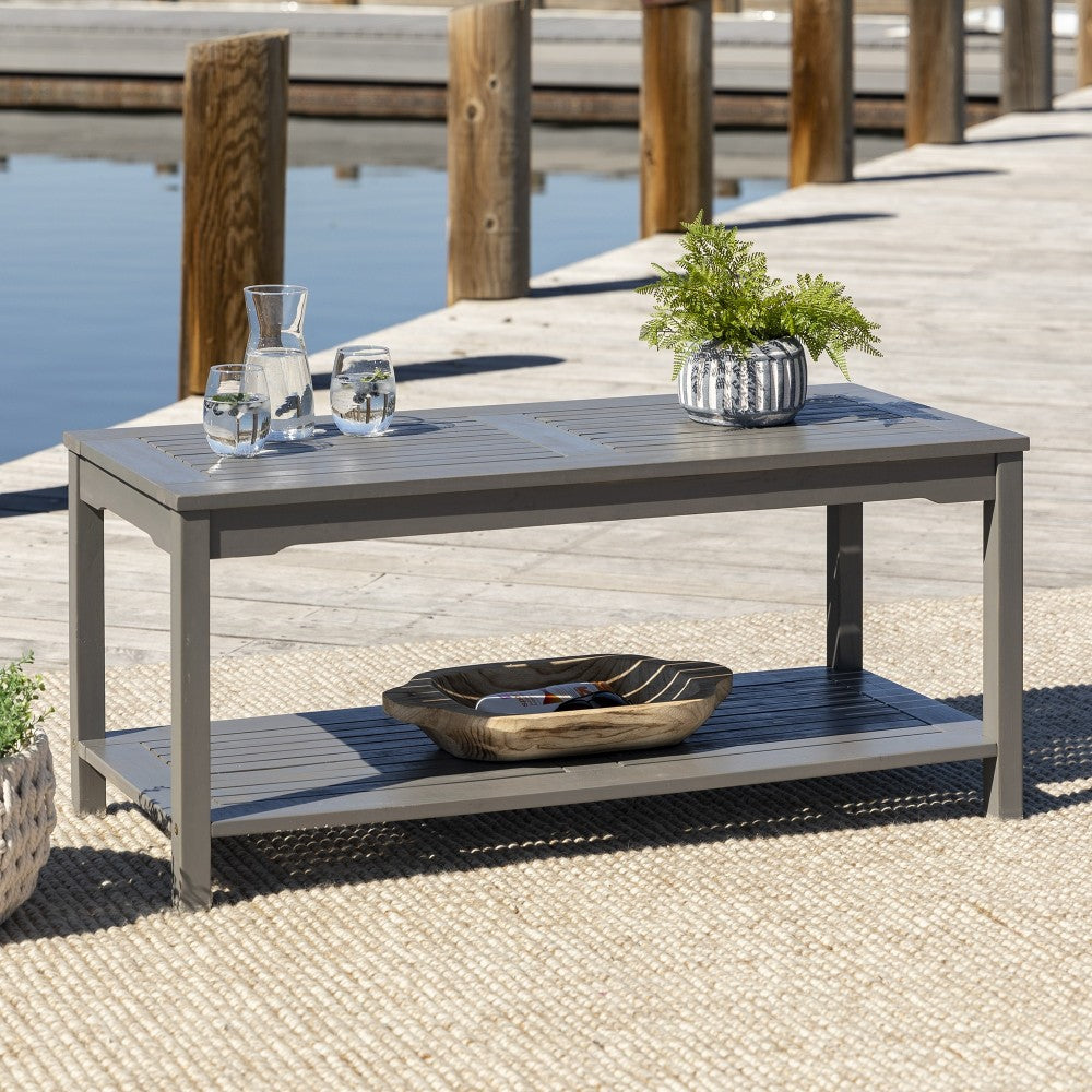Acacia Wood Patio Coffee Table - Gray Wash
