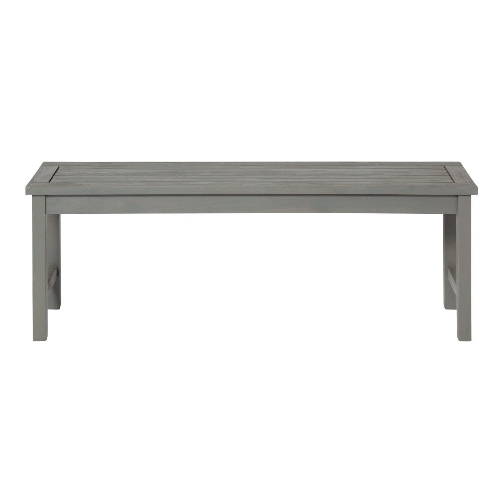 Acacia Wood Patio Dining Bench - Gray Wash