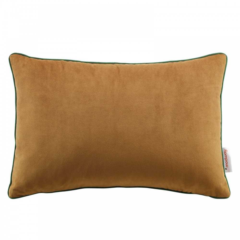 Accentuate 18" Lumbar Performance Velvet Throw Pillow, Cognac Green