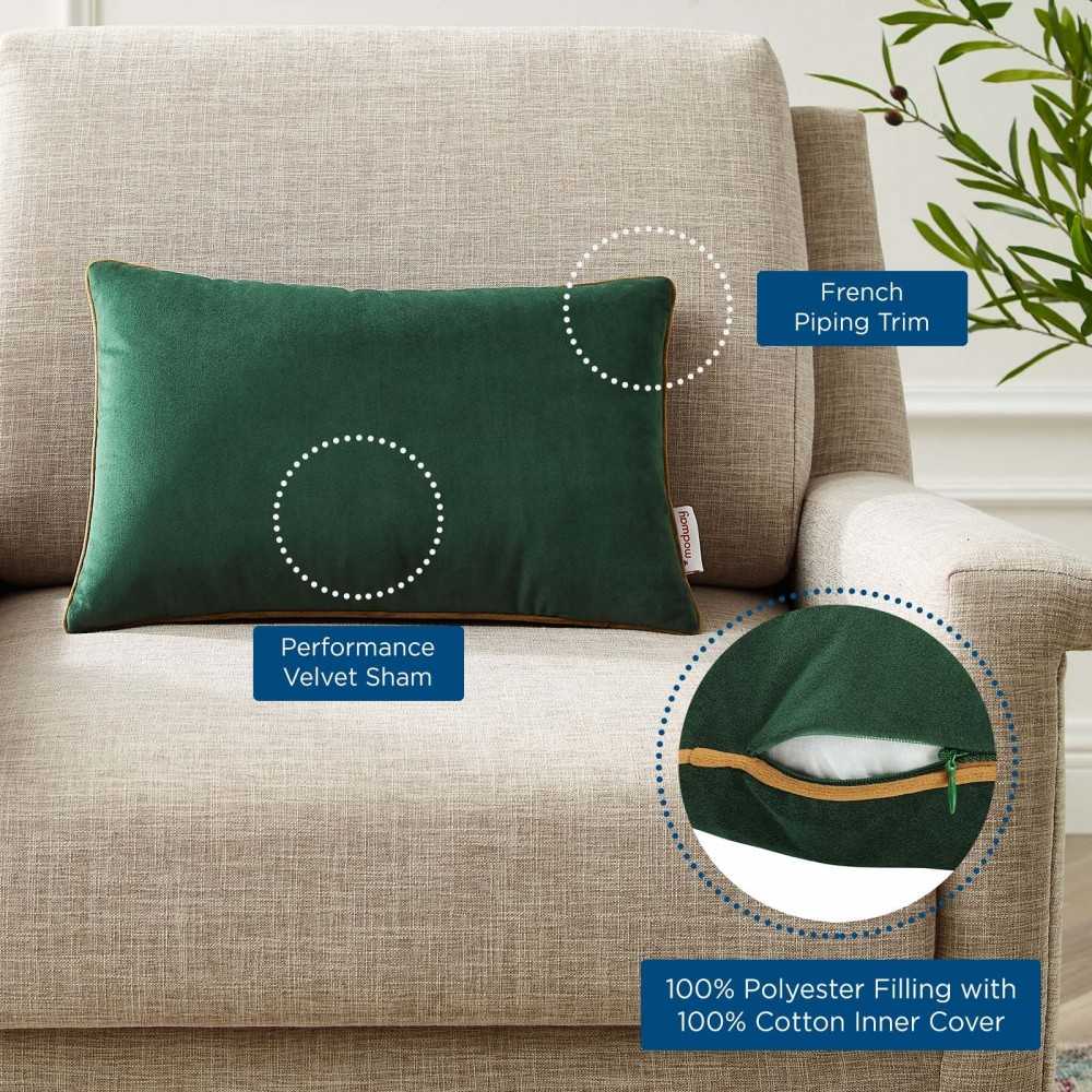 Accentuate 18" Lumbar Performance Velvet Throw Pillow, Green Cognac