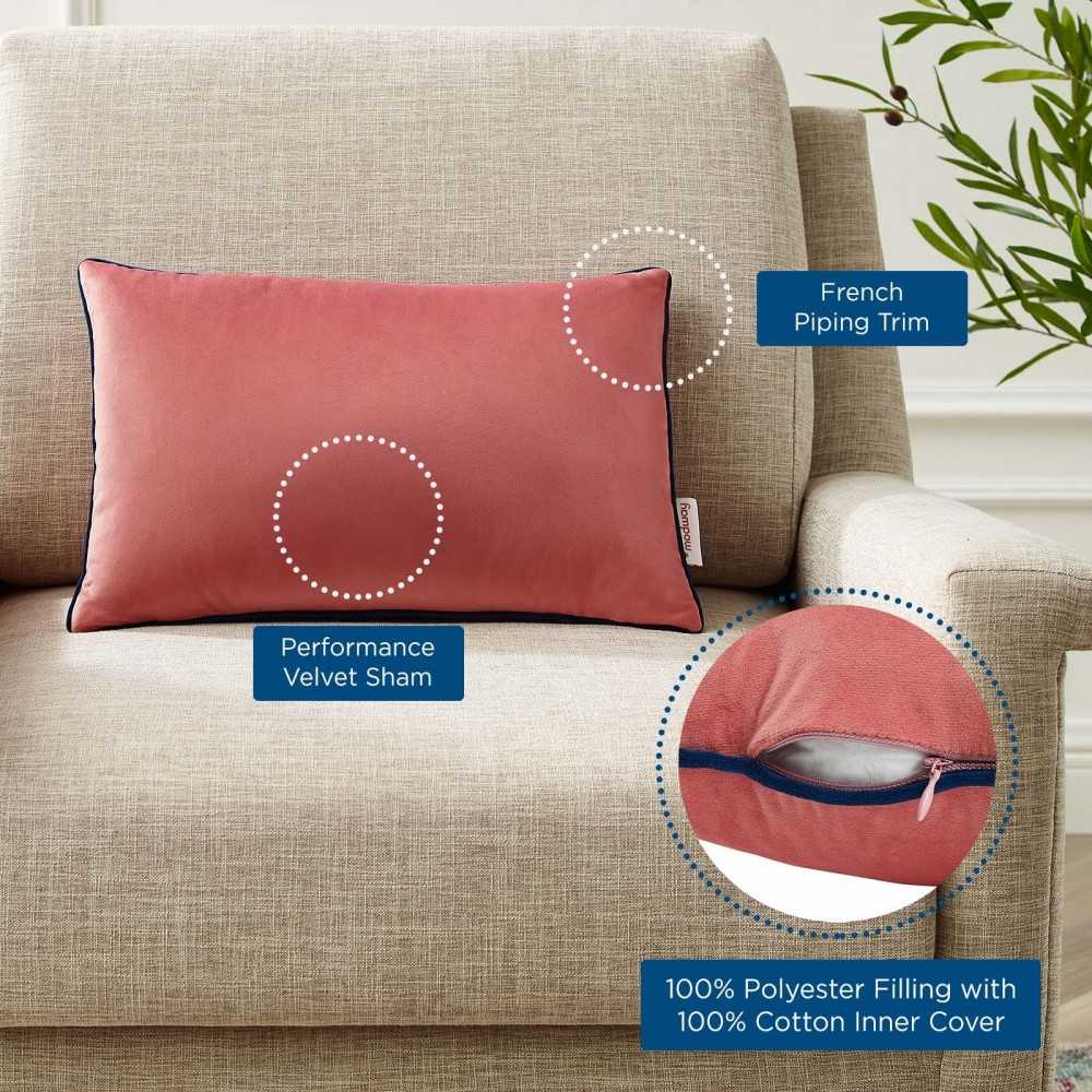 Accentuate 18" Lumbar Performance Velvet Throw Pillow, Blossom Navy