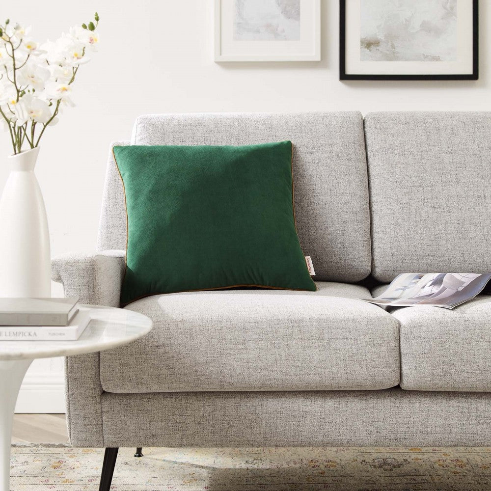 Accentuate 18" Performance Velvet Throw Pillow, Green Cognac