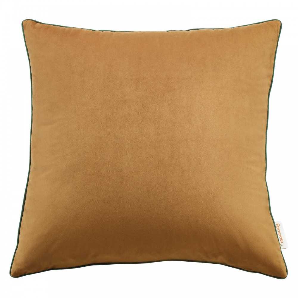 Accentuate 20" Performance Velvet Throw Pillow, Cognac Green