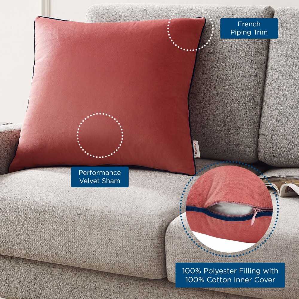Accentuate 20" Performance Velvet Throw Pillow, Blossom Navy