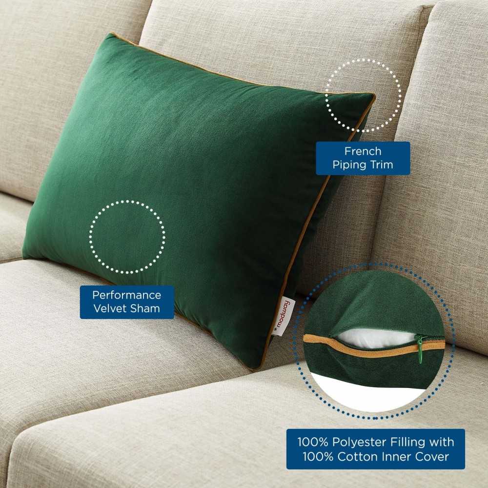 Accentuate 24" Lumbar Performance Velvet Throw Pillow, Green Cognac