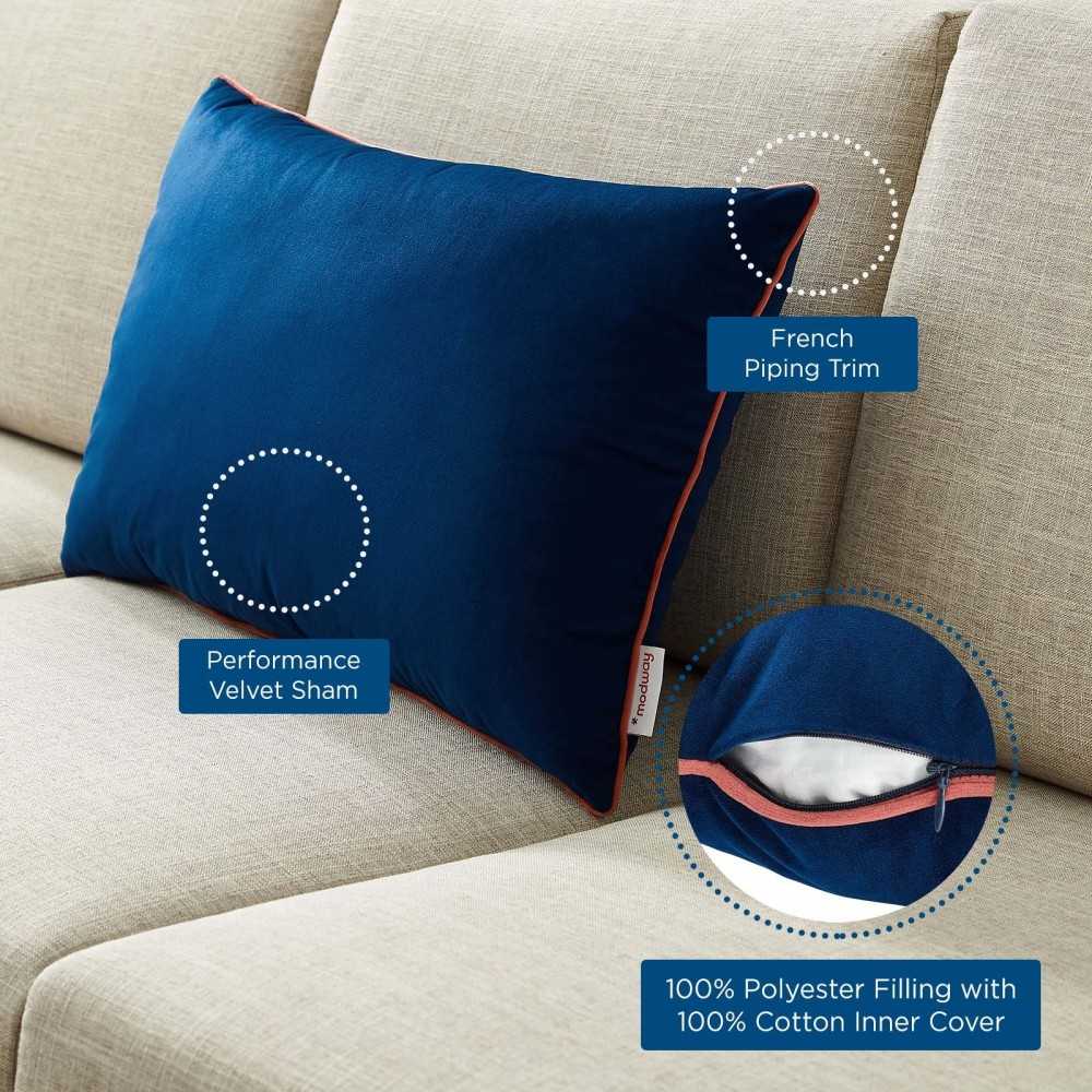 Accentuate 24" Lumbar Performance Velvet Throw Pillow, Navy Blossom