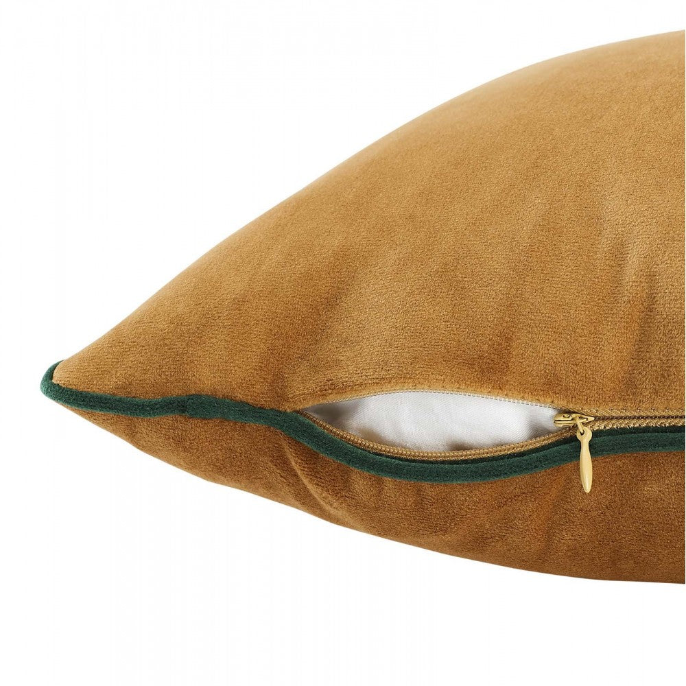 Accentuate 24" Performance Velvet Throw Pillow, Cognac Green