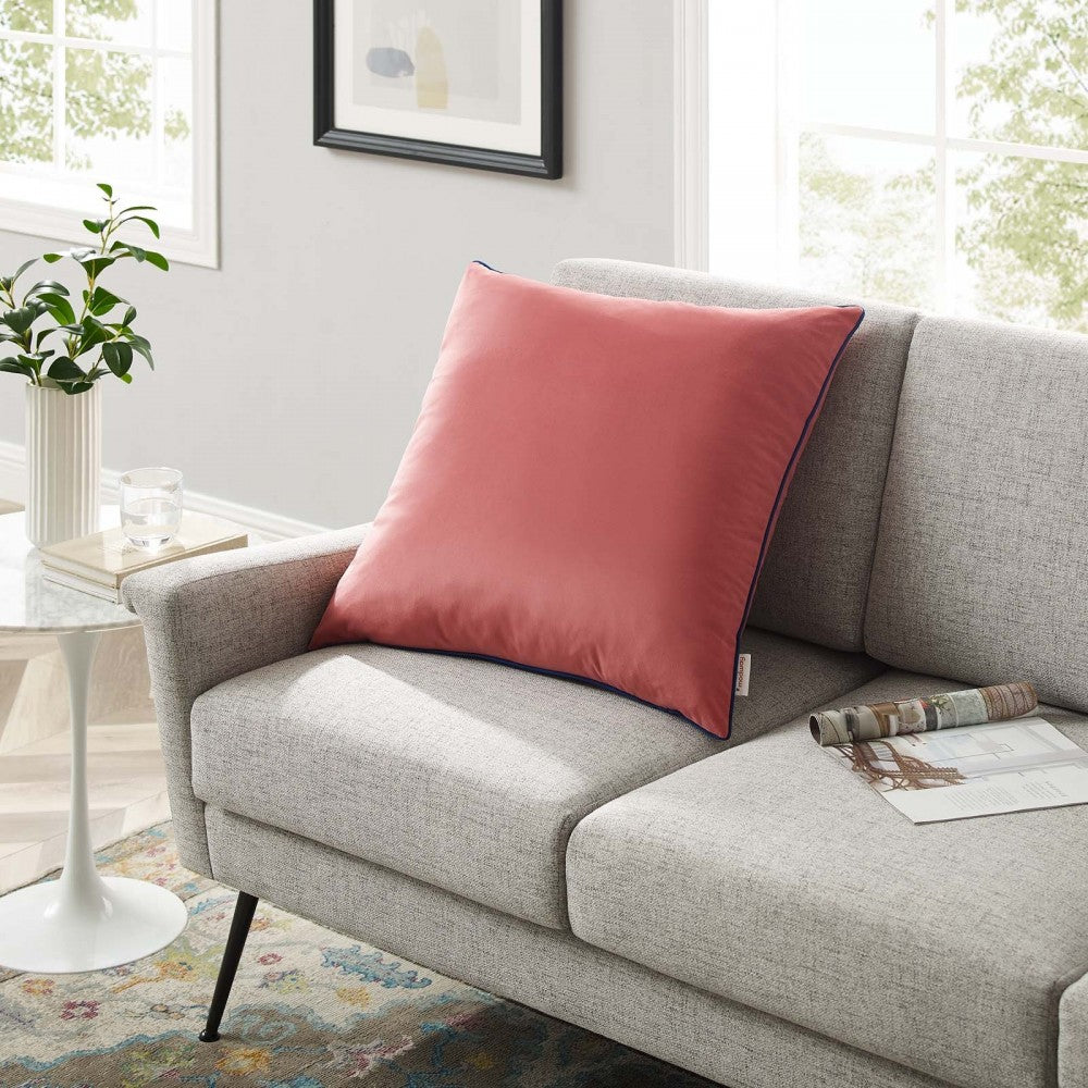 Accentuate 24" Performance Velvet Throw Pillow, Blossom Navy