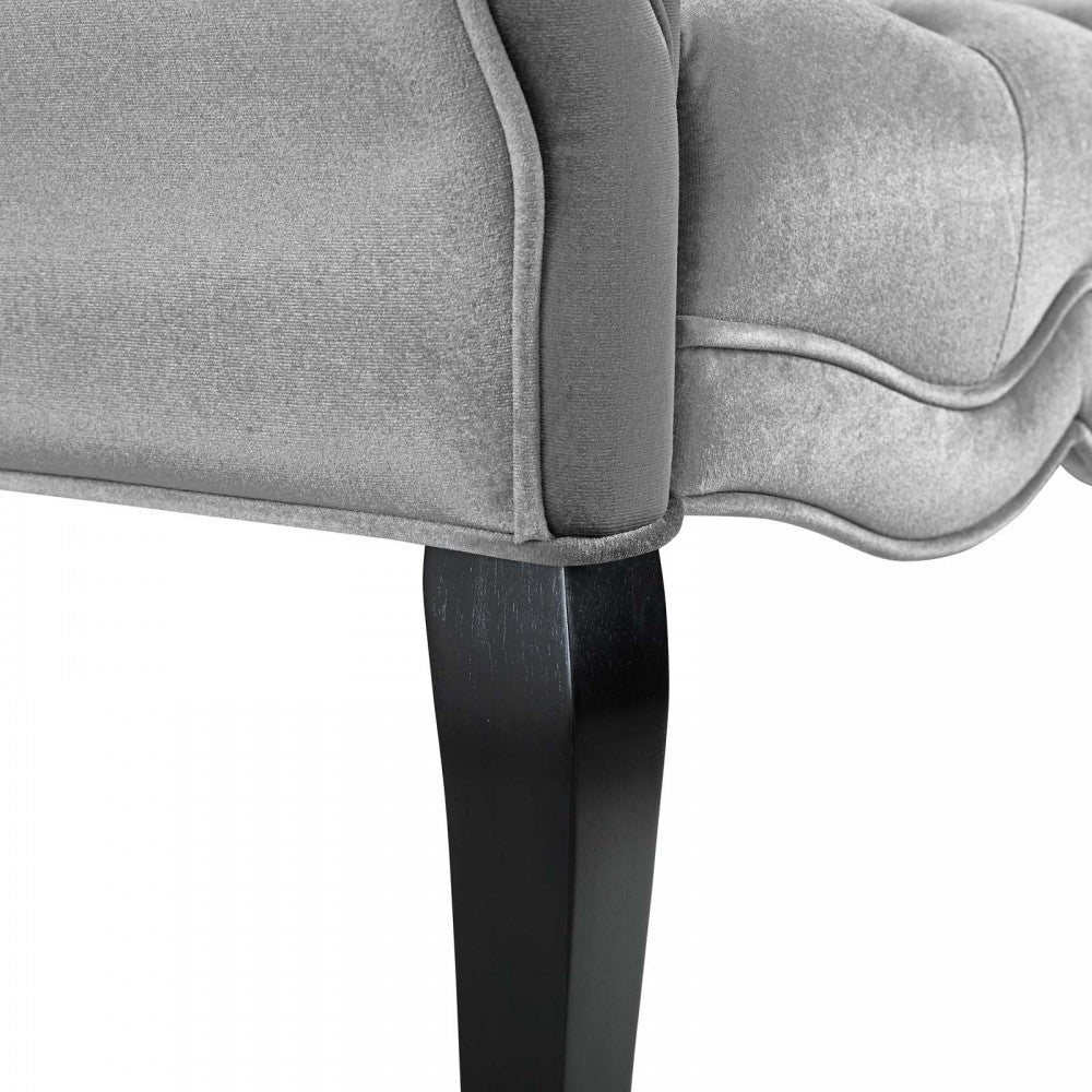 Adelia Chesterfield Style Button Tufted Performance Velvet Bench, Light Gray