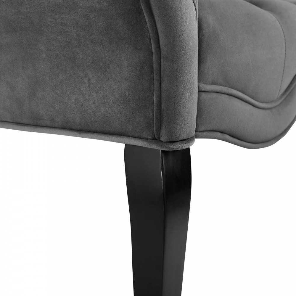 Adelia Chesterfield Style Button Tufted Performance Velvet Bench, Gray