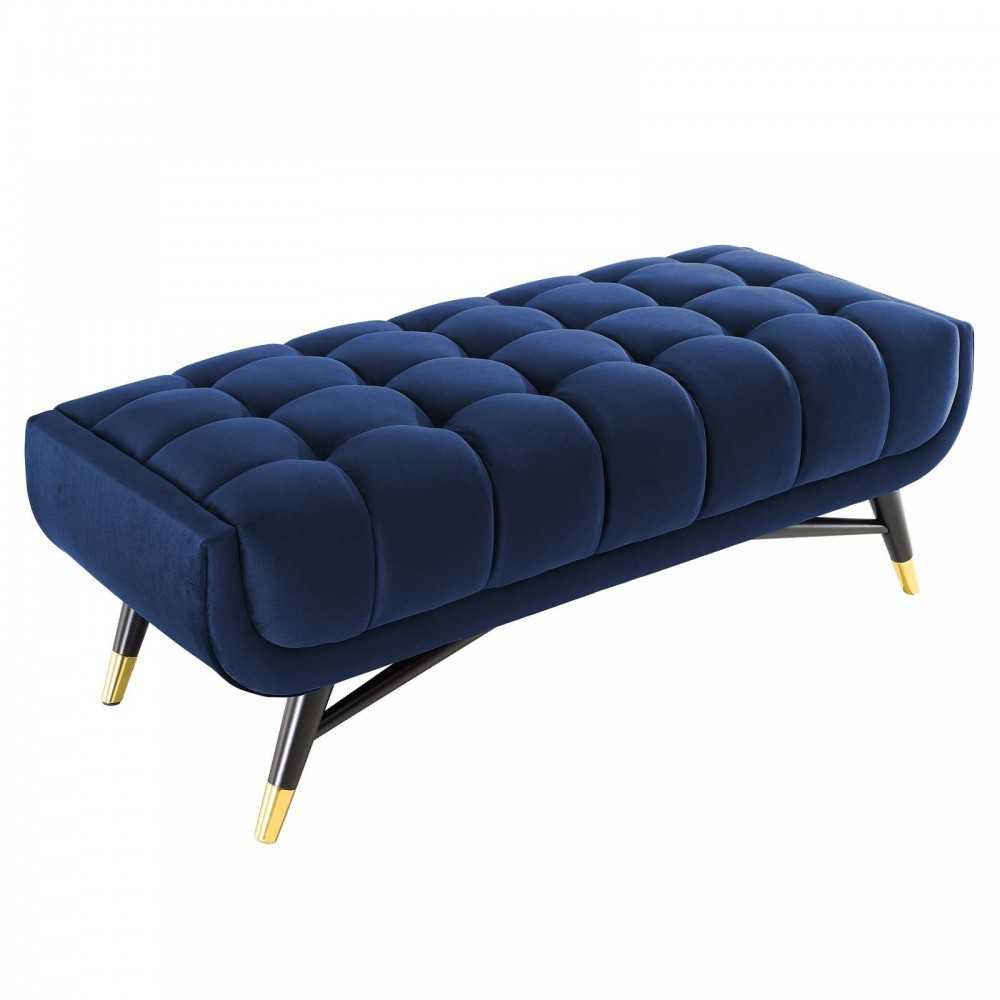 Adept 47.5" Performance Velvet Bench, Midnight Blue
