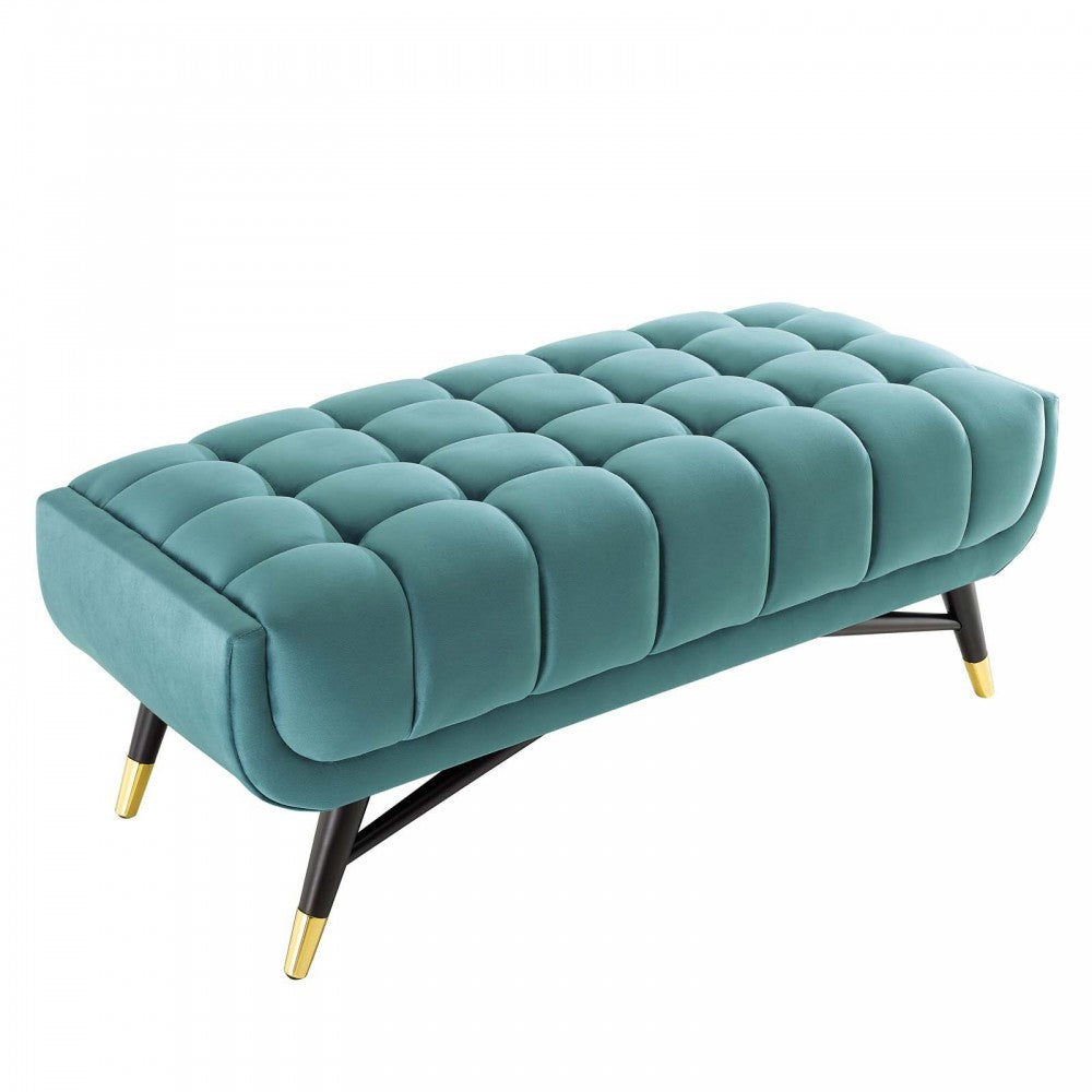 Adept 47.5" Performance Velvet Bench, Sea Blue