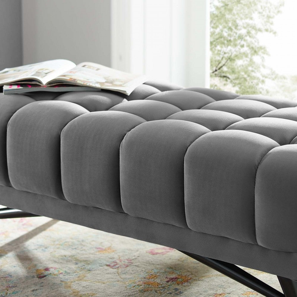 Adept 47.5" Performance Velvet Bench, Gray